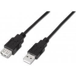 Cable AISENS USB-A/M a USB-A/H 1m Negro (A101-0015)