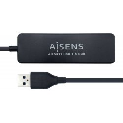 Imagen de Hub AISENS USB 2.0 a 4xUSB 2.0 30cm Negro (A104-0402)