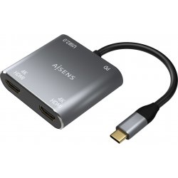 Imagen de Adaptador AISENS USB-C a 2xHDMI/H 15cm Gris (A109-0625)