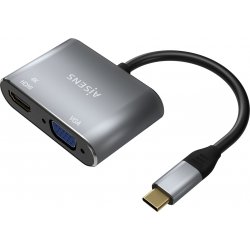 Imagen de Adaptador AISENS USB-C a VGA/HDMI 15cm Gris (A109-0627)