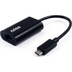 Imagen de Adaptador de Red NILOX USB-C a RJ45 Negro (NXADAP06)