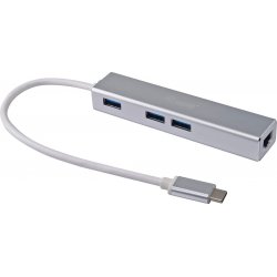 Imagen de Adaptador EQUIP USB-C a USB-A/RJ45 Plata (EQ133481)