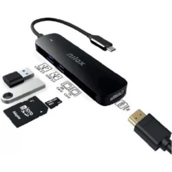 Imagen de Adaptador NILOX USB-C a USB3/HDMI/SD/mSD (NXDSUSBC05)