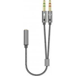 Cable AISENS 3.5mm/H a 2x3.5mm/M 25cm Gris (A128-0417)
