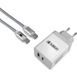 Cargador Pared SUBBLIM USB-A/C Cable USB-C (CHG-3WPD01) [foto 1 de 12]