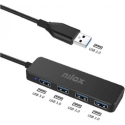 Imagen de Hub NILOX USB-A 3.0 a 4xUSB-A 3.0 Negro (NXHUB402)