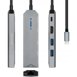 Adaptador AISENS 5en1 USB-C 15cm Gris (ASUC-5P003-GR) [foto 1 de 6]