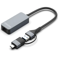 Imagen de Adaptador AISENS USB-A/C/M a RJ45/H Gris (A109-0710)