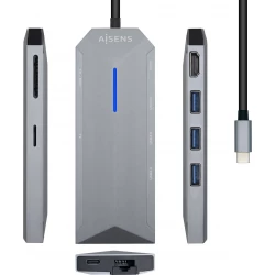 Adaptador AISENS USB-C 8 en 1 15cm Gris (ASUC-8P004-GR) [foto 1 de 7]