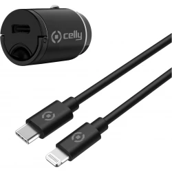 Imagen de Cargador Coche CELLY USB-C Cable Lightning(CCMINILIGHT)