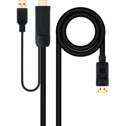 Nanocable USB-A/HDMI/M a DP/M 1.8m Negro (10.15.4352)