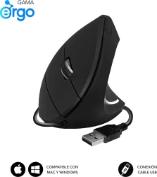 Imagen de Ratón Vertical SUBBLIM USB-A Negro (SUBMO-EDGVU01)