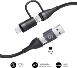 Imagen de Cable SUBBLIM USB-A/C/C/Lightning 1m (SUBCAB-4IN101)
