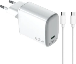 Cargador CELLY USB-C 65W + Cable (UPTC1USBC65WCTC)