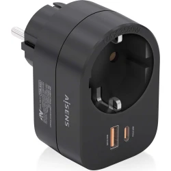Imagen de Enchufe AISENS 1Toma 1Usb-C 1Usb-A (ASPS-1A1C07-BK)