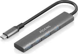 Imagen de Hub Aisens USB-C/M a 4xUSB-A/H 15cm Gris (A109-0943)