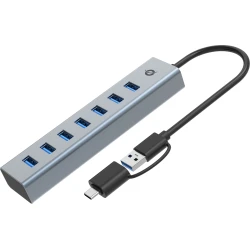 Hub CONCEPTRONIC USB-C 3.0 a 7xUSB-A Gris (HUBBIES21G)