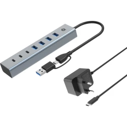 Hub CONCEPTRONIC USB-C a 7xUSB-A/C Gris (HUBBIES20GP)