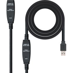 CABLE ALARGADOR NANOCABLE USB 3.0 CON AMPLIFICADOR CONECTORES TIPO A MACHO A TIPO A HEMBRA 15M NEGRO 10.01.0313 [foto 1 de 2]