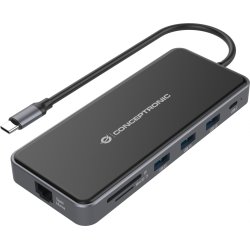 Conceptronic DONN15G base para port&aacute;til y replicador de puertos Al&aacute;mbrico USB 3.2 Gen 1 (3.1 Gen 1) Type-C Gris
