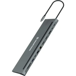 Conceptronic DONN17G base para port&aacute;til y replicador de puertos Al&aacute;mbrico USB 3.2 Gen 1 (3.1 Gen 1) Type-C Gris