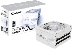GIGABYTE AORUS ELITE P1000W ICE Fuente de Alimentaci&oacute;n - PCIe 5.0, 80 PLUS Platinum, Dise&ntilde;o completamente modular, Ventilador de 120 mm, Compatible