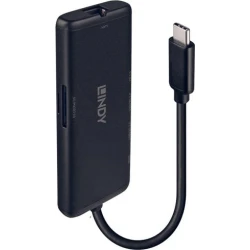 Lindy 43358 base para port&aacute;til y replicador de puertos Al&aacute;mbrico USB 3.2 Gen 1 (3.1 Gen 1) Type-C Negro