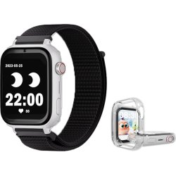 SaveFamily SaveWatch Plus Reloj + Protector GPS y Llamadas 4G Blanco Pulsera Tela Negra