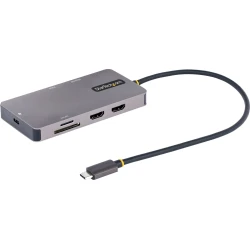 StarTech.com Adaptador Multipuertos USB C 2x HDMI 4K 60Hz, Hub USB-A 3.1 2Pt 5Gbps, PD 100W, GbE, SD/MicroSD, Cable de 30cm, Docking Station USB Tipo [foto 1 de 2]