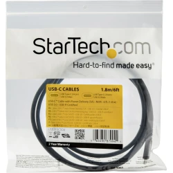 StarTech.com Cable de 1.8m USB-C a USB-C con capacidad para Entrega de Alimentación de 5A - macho a macho - negro [foto 1 de 2]