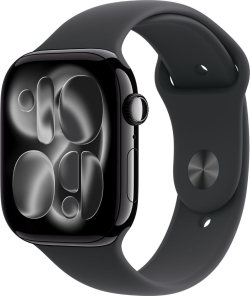 Apple watch series 11 gps + cellular caja de aluminio negro 46mm, color de correa negra correa deportiva talla m/l