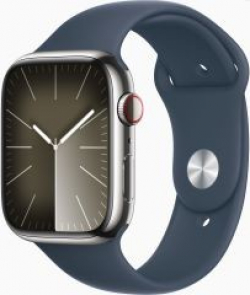 Apple Watch Series 9 GPS + Cellular Caja de acero inoxidable Plata de 45mm con Correa deportiva Azul Tempestad Talla S/M [foto 1 de 5]