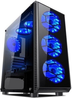 L-link chasis semitorre avatar sin fuente soporta atx micro atx mini itx bahias internas 2x3.5`` hdd 3x2.5`` 1xventilador trasero 120mm led azul 3xventilador frontal 120mm led azul 2xventilador superior 120mm led azul 1xusb 2.0 2xusb 3.0 salida audio y microfono ventana lateral dimensiones (prxalxan) 405x435x192mm peso 6 kg negro