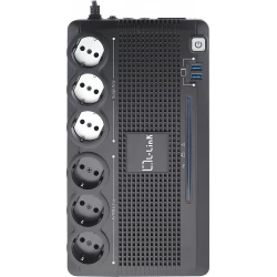 L-link ups 700va 360w formato regleta con 6 conectores schuko 2xusb de carga line interactive rj45 bateria extraible